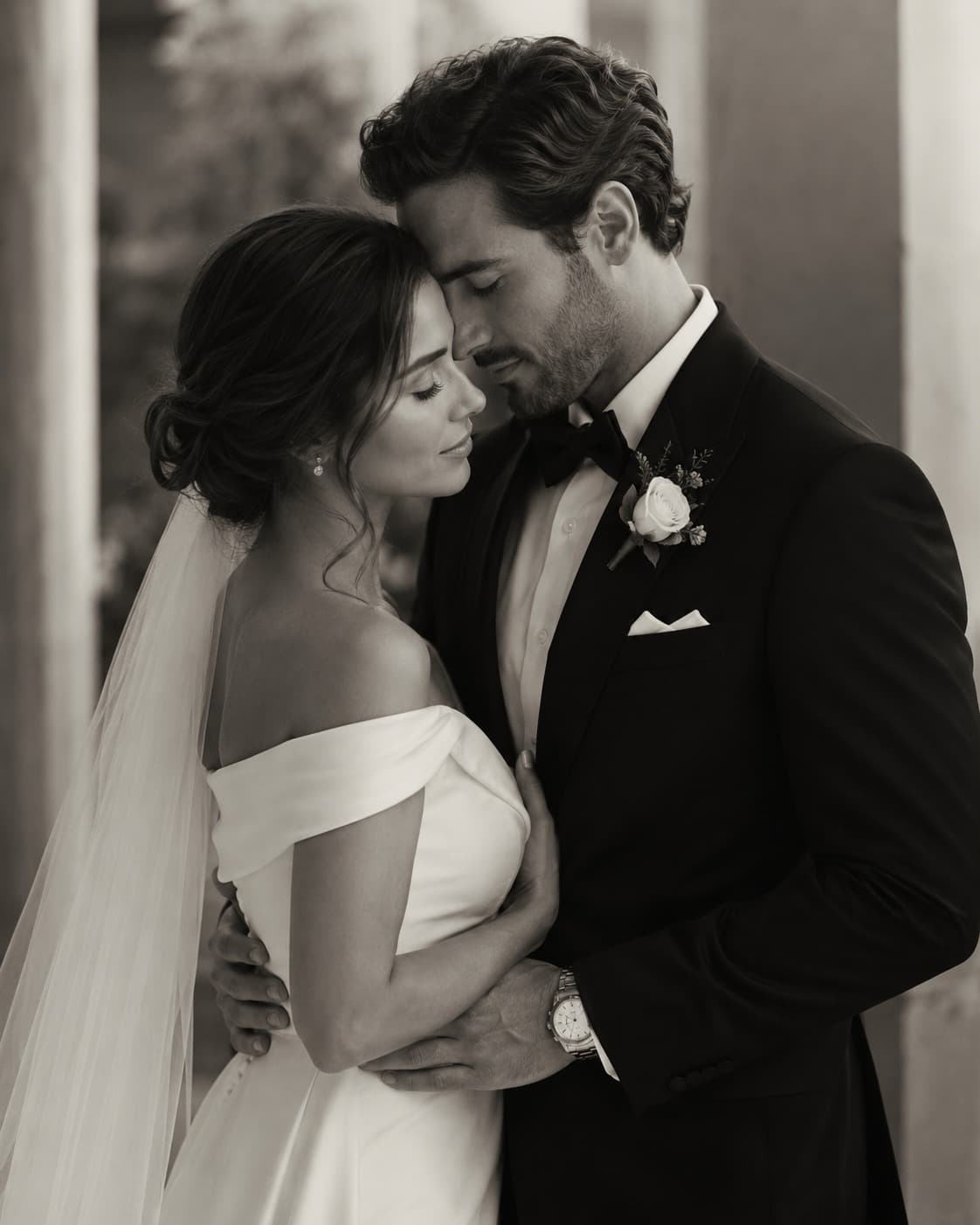 Black and white wedding invitation preview for Emma and Lucas